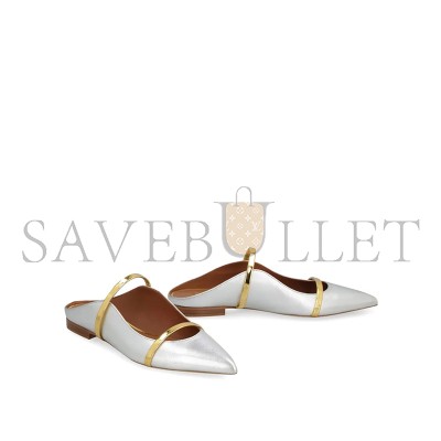 MALONE SOULIERS MAUREEN SILVER & GOLD LEATHER FLAT MULES MAUREENFLAT77SILV MALONE SOULIERS MAUREEN SILVER & GOLD LEATHER FLAT MULES MAUREENFLAT77SILV